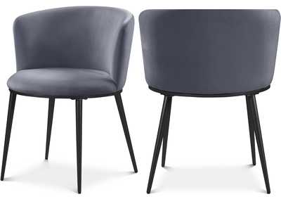 Image for Skylar Grey Velvet Dining Chair Set of 2