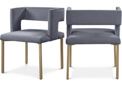 Image for Caleb Grey Velvet Dining Chair Set of 2