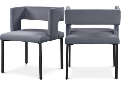 Image for Caleb Grey Velvet Dining Chair Set of 2