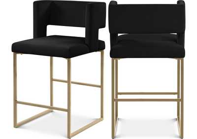 Image for Caleb Black Velvet Counter Stool Set of 2