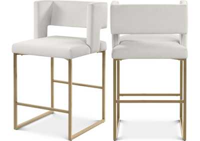 Image for Caleb Cream Velvet Counter Stool Set of 2