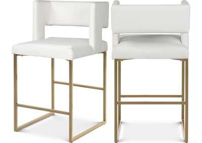 Image for Caleb White Faux Leather Counter Stool Set of 2