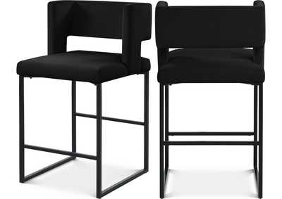 Image for Caleb Black Velvet Counter Stool Set of 2