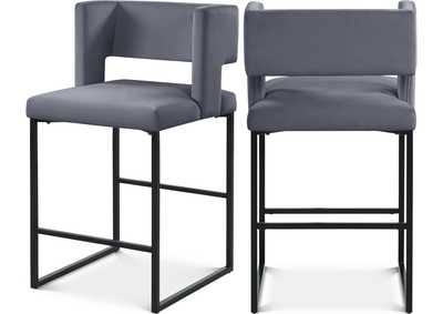 Image for Caleb Grey Velvet Counter Stool Set of 2