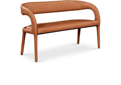 Sylvester Cognac Faux Leather Bench