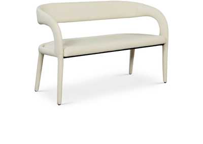 Image for Sylvester Cream Faux Leather Bench