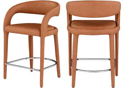 Image for Sylvester Cognac Faux Leather Stool