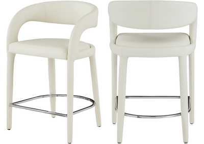 Image for Sylvester Cream Faux Leather Stool