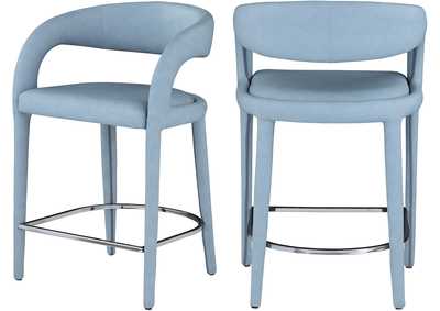 Image for Sylvester Light Blue Faux Leather Stool