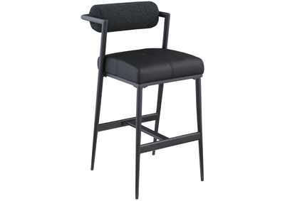 Image for Stryker Black Boucle Fabric And Faux Leather Stool Set of 2