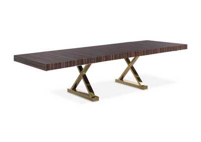 Image for Excel Brown Zebra Wood Veneer Lacquer Extendable Dining Table (3 Boxes)