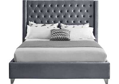 Aiden Grey Velvet King Bed,Meridian Furniture
