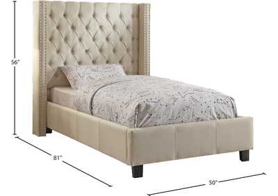 Ashton Beige Linen Textured Twin Bed,Meridian Furniture