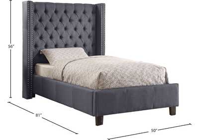 Ashton Grey Linen Textured Twin Bed,Meridian Furniture