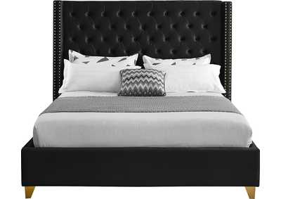 Barolo Black Velvet Full Bed,Meridian Furniture