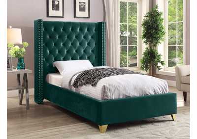 Barolo Green Velvet Twin Bed,Meridian Furniture