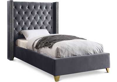 Barolo Grey Velvet Twin Bed