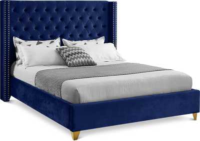 Barolo Navy Velvet King Bed