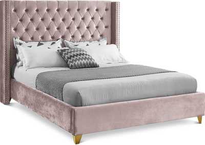 Barolo Pink Velvet King Bed