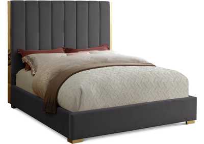 Becca Grey Velvet King Bed