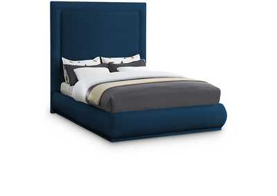 Brooke Navy Linen Textured Fabric King Bed