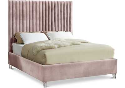Candace Pink Velvet Queen Bed