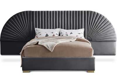 Cleo Grey Velvet King Bed (3 Boxes)