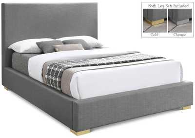 Crosby Grey Linen Textured Fabric King Bed