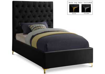 Image for Cruz Black Velvet Twin Bed