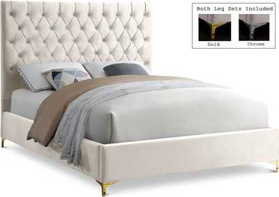 Cruz Cream Velvet King Bed