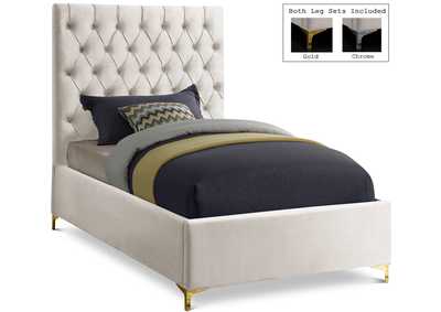 Image for Cruz Cream Velvet Twin Bed