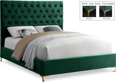 Cruz Green Velvet King Bed