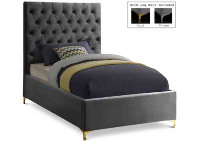 Image for Cruz Grey Velvet Twin Bed