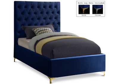 Image for Cruz Navy Velvet Twin Bed