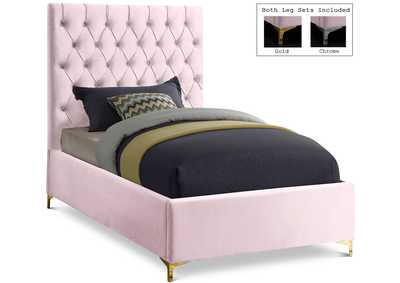 Image for Cruz Pink Velvet Twin Bed