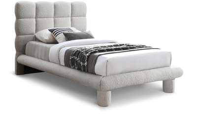 Image for Deco Cream Boucle Fabric Twin Bed (3 Boxes)