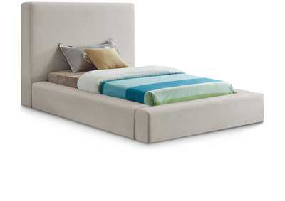 Image for Devin Beige Linen Textured Fabric Twin Bed