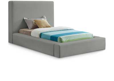 Image for Devin Grey Linen Textured Fabric Twin Bed