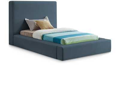 Image for Devin Navy Linen Textured Fabric Twin Bed
