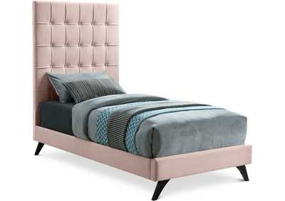 Elly Pink Velvet Twin Bed