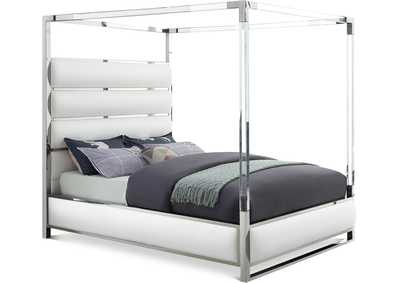 Encore White Faux Leather King Bed (4 Boxes)