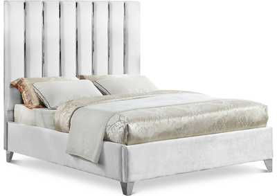 Enzo White Velvet King Bed