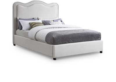 Felix Cream Linen Textured Fabric King Bed