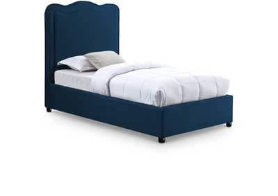 Image for Felix Navy Linen Textured Fabric Twin Bed