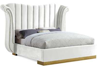 Image for Flora White Velvet King Bed (3 Boxes)