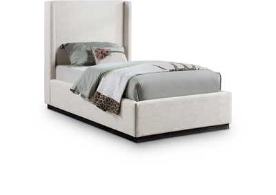Image for Flynn Beige Linen Textured Fabric Twin Bed