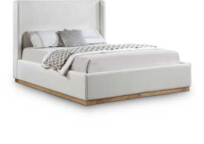 Image for Flynn Cream Linen Textured Fabric Queen Bed