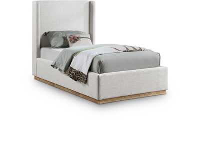 Image for Flynn Cream Linen Textured Fabric Twin Bed