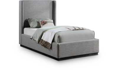 Image for Flynn Grey Linen Textured Fabric Twin Bed