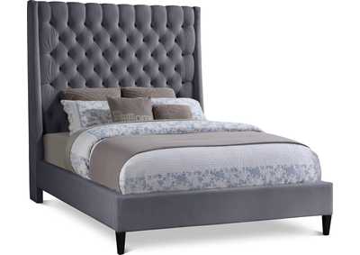 Fritz Grey Velvet King Bed